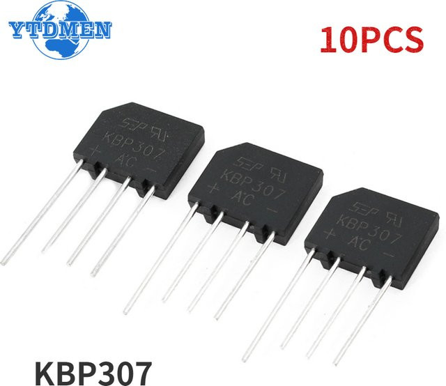 10 Stück KBP307 Brückengleichrichter Leistungsdioden 3A 1000V in Schwarz - Bild 1