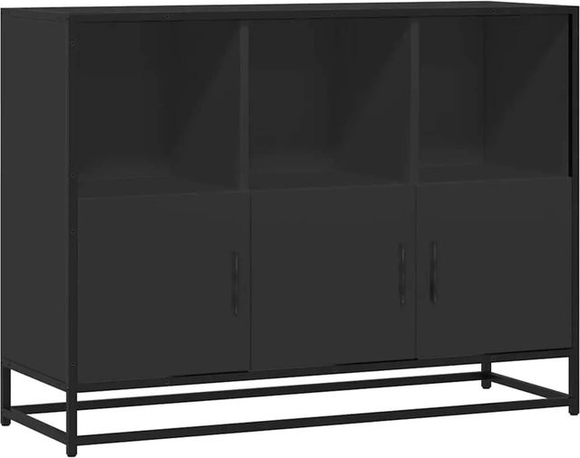 vidaXL Sideboard in Schwarz mit industrieller Note aus Holzwerkstoff und Metall, B/T/H: 100 x 35 x 76 cm - Bild 1