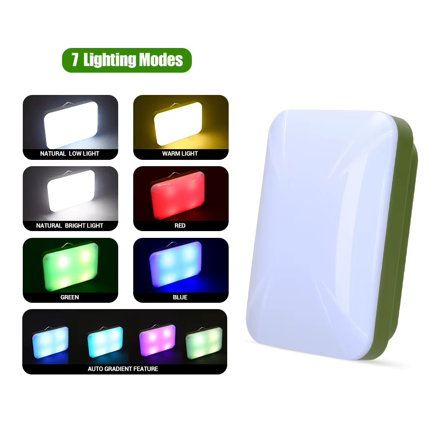NEWBIRTH LED Camping Laterne USB aufladbar mit COB-Licht und Haken in Grün und Weiß - Bild 5