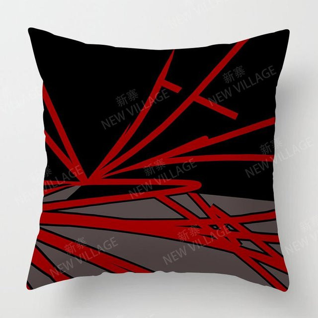 Moderner quadratischer Kissenbezug von JMG Clothing mit floralem Design in Rot und Schwarz, B/B/B: 45 x 45 cm - Bild 1