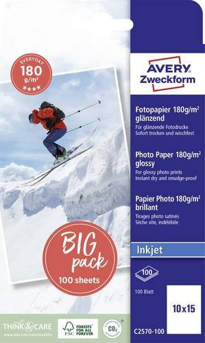 Avery Zweckform Everyday C2570-100 Fotopapier Glänzend für Inkjet, 100 Blatt, 10 x 15 cm, 180 g/m² - Bild 1