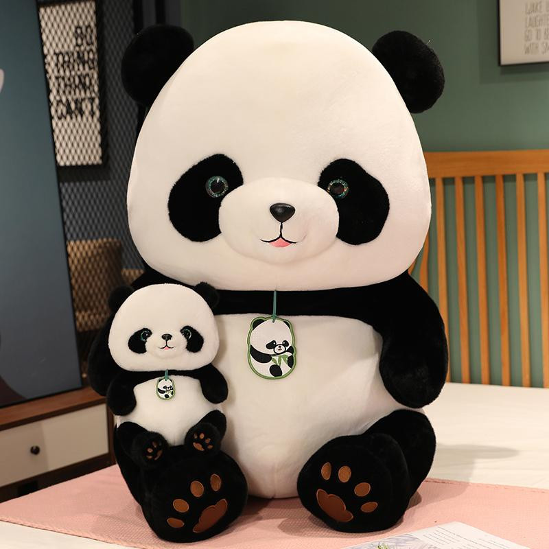 GDzaccly Panda Drache Bambus Frucht Fubao Schwestern Plüschpuppe, Schwarz Weiß, ab 14 Jahren - Bild 2