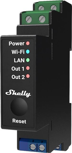 Shelly Pro 2PM 2-Kanal Hutschienen-Relais mit Leistungsmessung, LAN, WLAN und Bluetooth in Schwarz - Bild 1