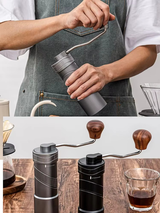 Manuelle Kaffeemühle aus Metall in Schwarz mit verstellbarem Mahlwerk und konischem Mahlwerk für Espresso und Küche, Höhe: 16,5 cm, Durchmesser: 5,5 cm - Bild 5