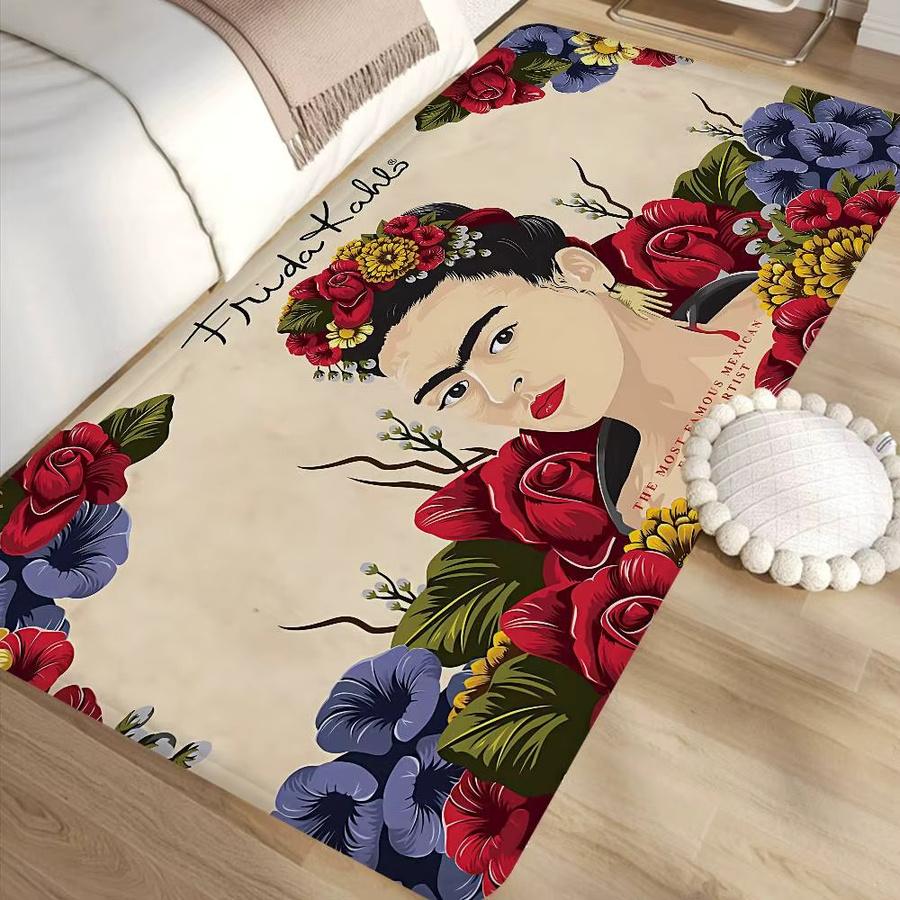 Potdemiel F-Frida K-Kahlo Art Fußmatte mit floralem Boho-Design, rutschfest und waschbar, Mehrfarbig, B: 60 cm, T: 40 cm - Bild 5