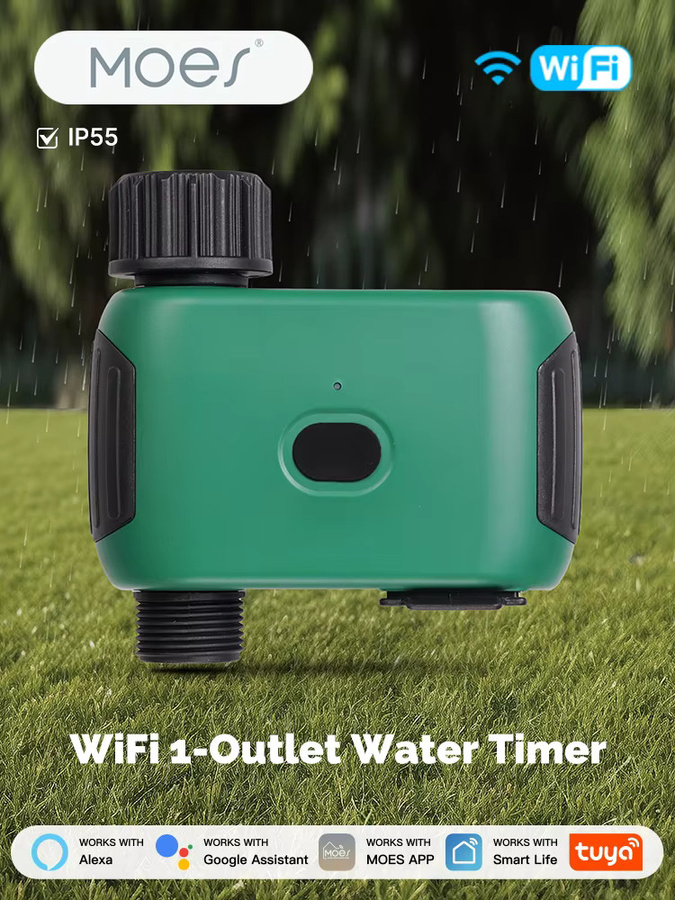 MOES Tuya WiFi Smart Wasser-Timer mit 1-Steckdose für Bewässerung, App-Fernbedienung und Sprachsteuerung via Alexa und Google Home, Grün - Bild 7