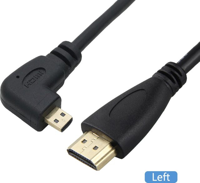 BSN Micro HDMI Kabel HDMI 1.4 auf HDTV, 1080p, 90 Grad Winkel, Schwarz - Bild 1