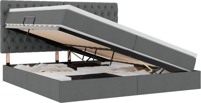 vidaXL Aufbewahrungsbett mit Matratze in Dunkelgrau, B/T: 200 x 200 cm - Bild 1