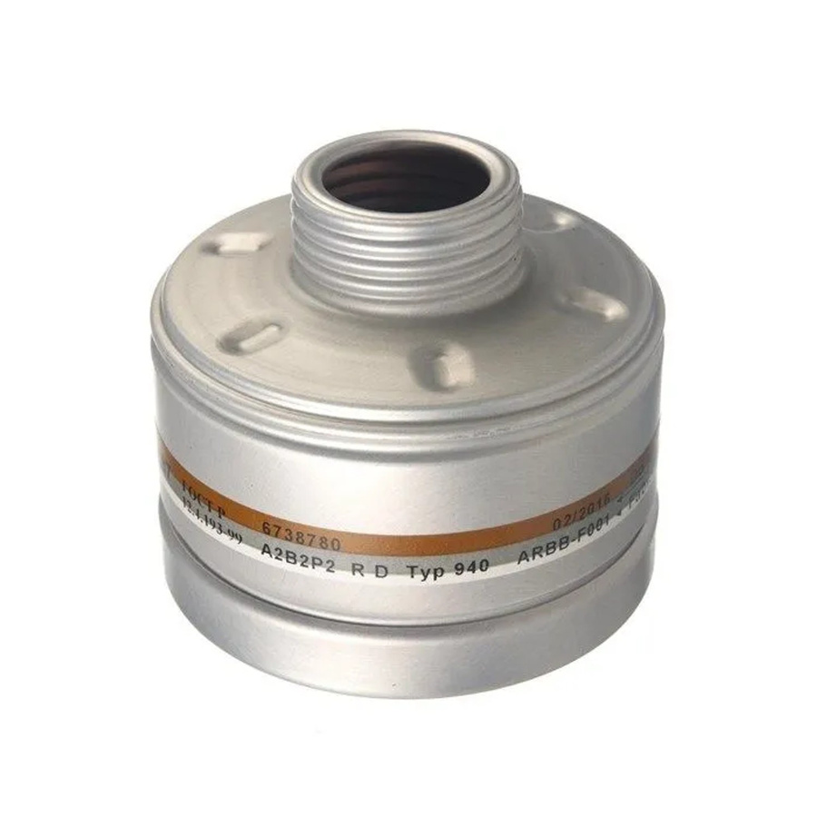 Dräger Atemschutz Kombinationsfilter 940 A2b2 P2 R D Gasfilter und Partikelfilter mit Rd40 Anschluss in Silber - Bild 2