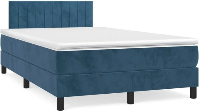 vidaXL Boxspringbett mit Matratze Dunkelblau Samt B/T/H: 120 x 200 cm - Bild 1