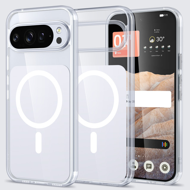 Transparente magnetische MagSafe Handyhülle für Google Pixel 10 9 Pro XL 9A aus stoßfester PC-Hartschale in Weiß - Bild 1