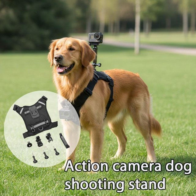 Hundekamera-Brustgurt-Halterung für GoPro, DJI und Insta360 in Schwarz für die Haustierperspektive - Bild 1