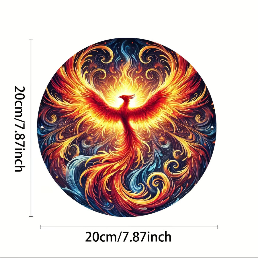 Potdemiel Flame Phoenix Aluminium-Wandkunstschild in Multicolour, Retro-Design mit Vogel-Motiv, B/H: 20,0 x 20,0 cm - Bild 4