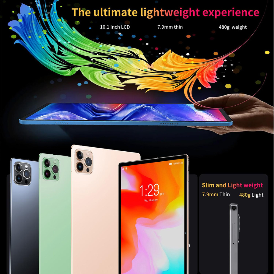BDF S10 Global Tablet mit 10,1 Zoll Display, 4 GB RAM, 64 GB ROM, MediaTek Prozessor, Android, WLAN, 3G und Bluetooth in Schwarz - Bild 2