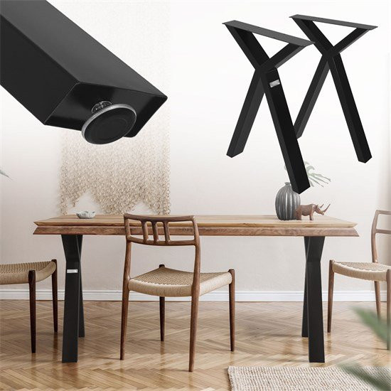 ML-Design Tischgestell 2er Set X-Design aus Stahl in Schwarz, Höhe: 72 cm, Breite: 50 cm - Bild 1