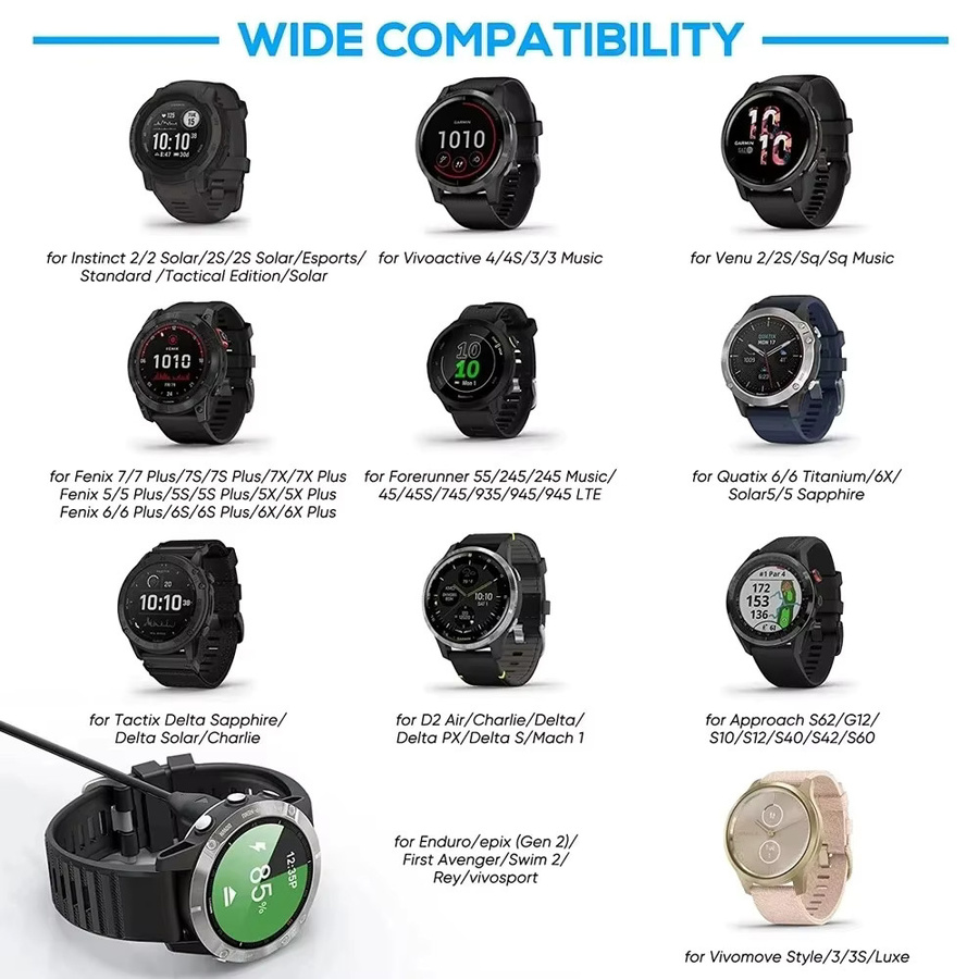 QCTOG Ladekabel für Garmin, Silikon, Schwarz, 1m - Bild 4