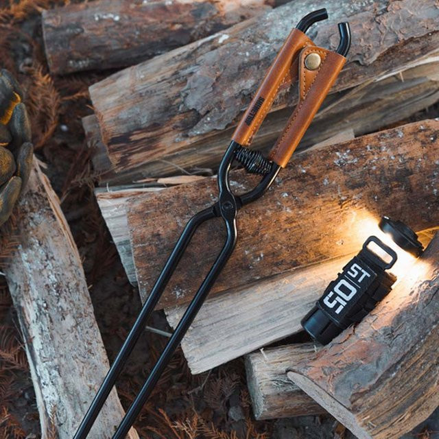 ShineTrip Outdoor-Camping-Feuerpoker aus schwarzem Kohlenstoffstahl mit Feuerkorb für Picknick und Grillen - Bild 1