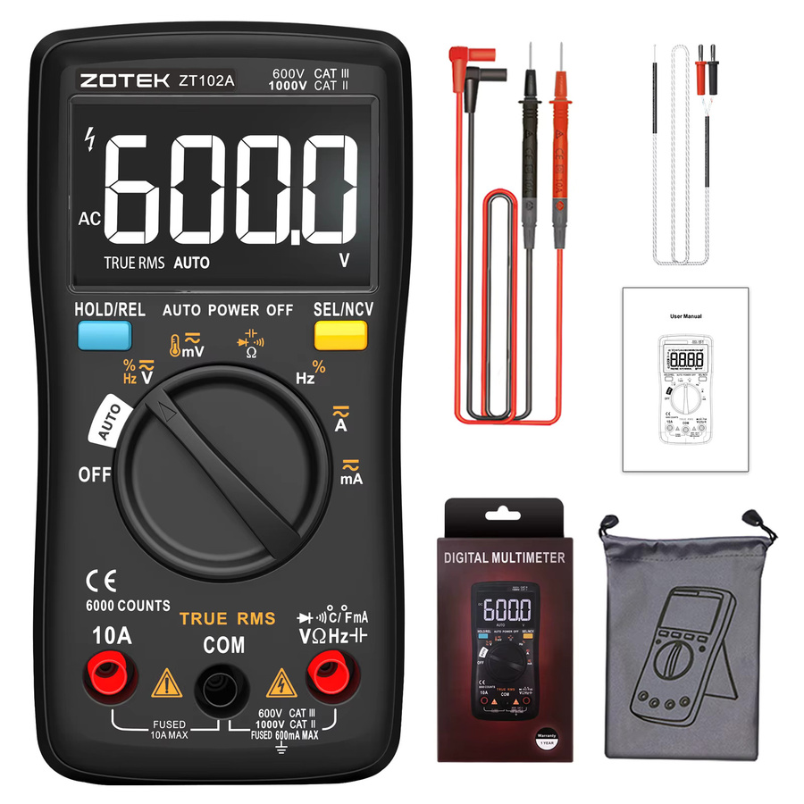 ZOYI Digitalmultimeter ZT-102A Smart Multimeter mit Auto Range und 6000 Counts in Schwarz - Bild 7