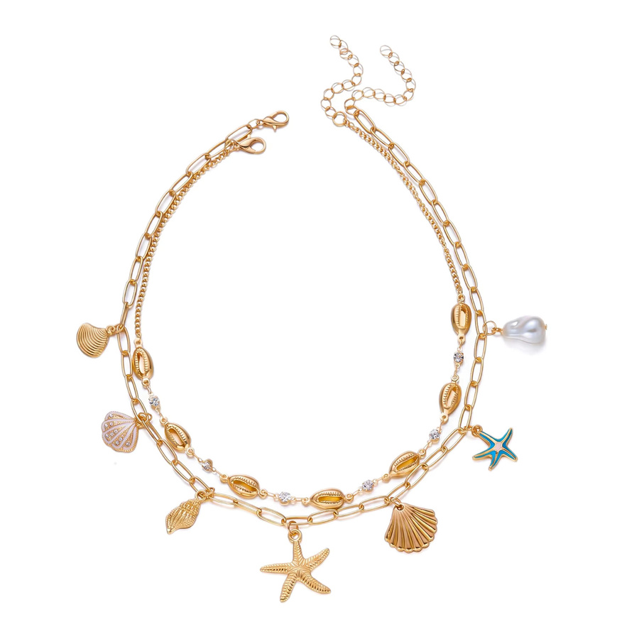 BELLA-Bee Halskette, mehrlagig, Seestern-Muschel-Choker, Gold, Damen - Bild 4