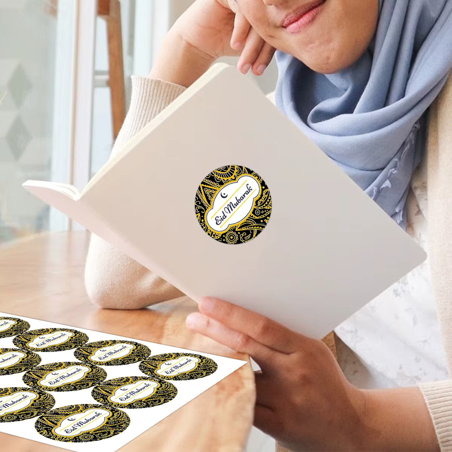 120 Ramadan Eid Mubarak Aufkleber in Gold für deine islamische Party-Dekoration und Geschenkverpackung - Bild 3