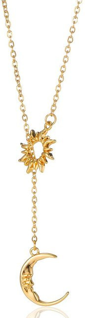 Sonnenhalskette Edelstahl, Gold, Zirkonia, Damen, 45 cm - Bild 1