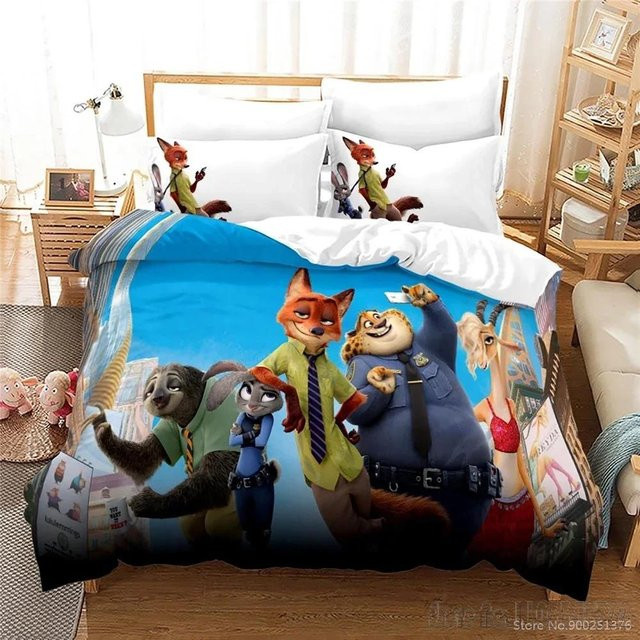 Lodestar Zootopia Bettwäsche-Set für Kinder mit 3D-Druck, Blau, B/H: 120 x 150 cm - Bild 1