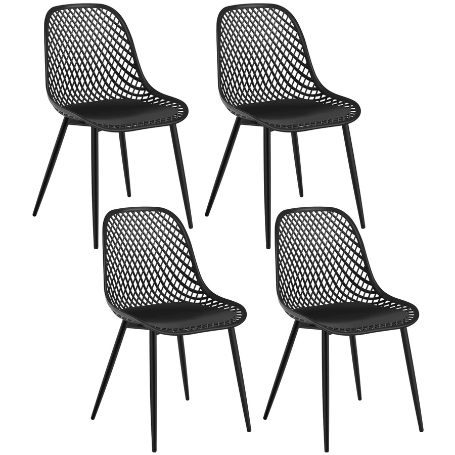 WOLTU 4er-Set Esszimmerstühle Muschel-Loungesessel im skandinavischen Design mit Metallbeinen, Grau/Schwarz - Bild 2