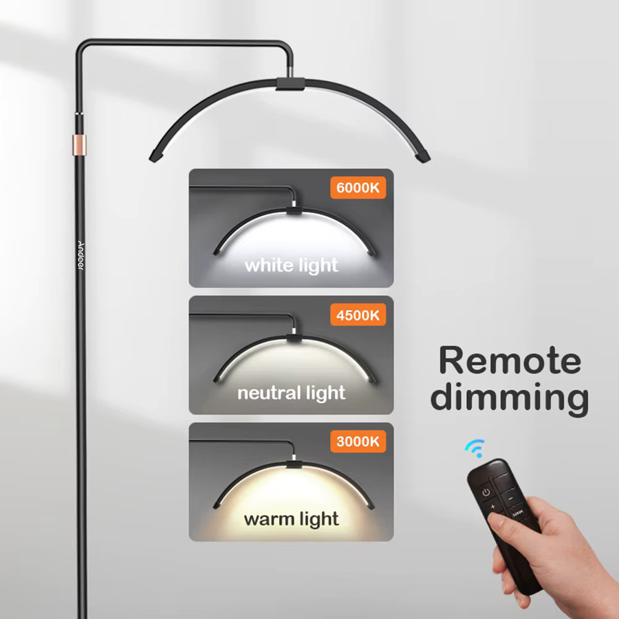 Andoer Halbmond-Bodenleuchte Dimmbare LED-Videoleuchte 36W 3200K-5600K Schwarz - Bild 2