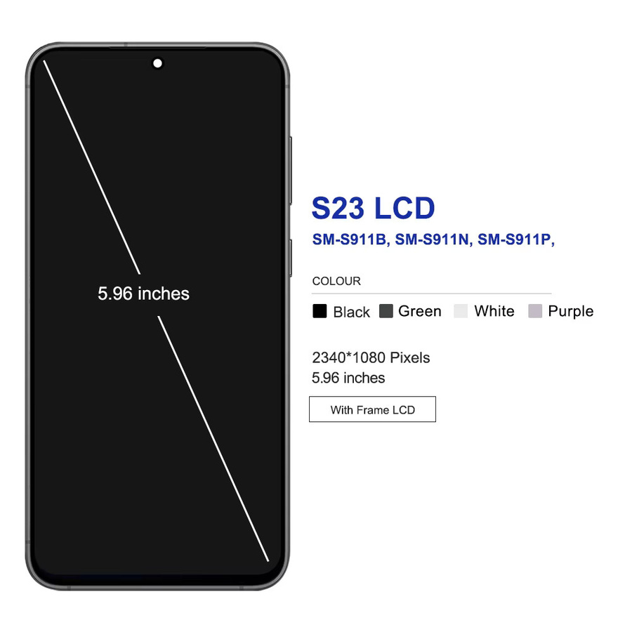 Samsung S23 5G LCD Display Touchscreen Digitizer mit Rahmen in Schwarz oder Violett - Bild 4