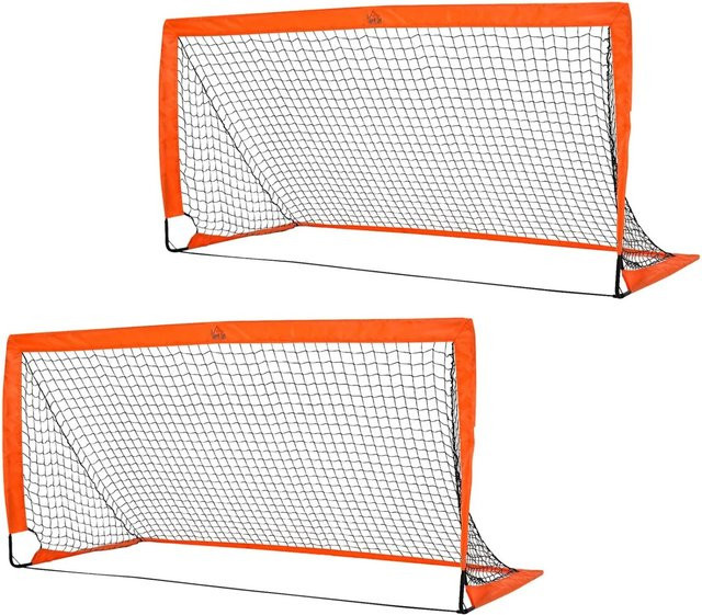 HOMCOM Fußballtor 2er Set Fußballnetz Orange Oxfordstoff - Bild 1