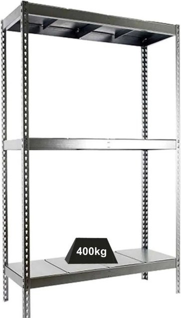 PROREGAL Schwerlastregal Mid Metal Yeti Three aus verzinktem Stahl in Silber, H x B x T: 150 x 120 x 60 cm, Fachlast 400 kg - Bild 1