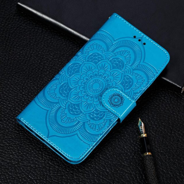 Leder Flip Handytasche mit Schnalle für Xiaomi Redmi und Poco Modelle in Blau - Bild 1