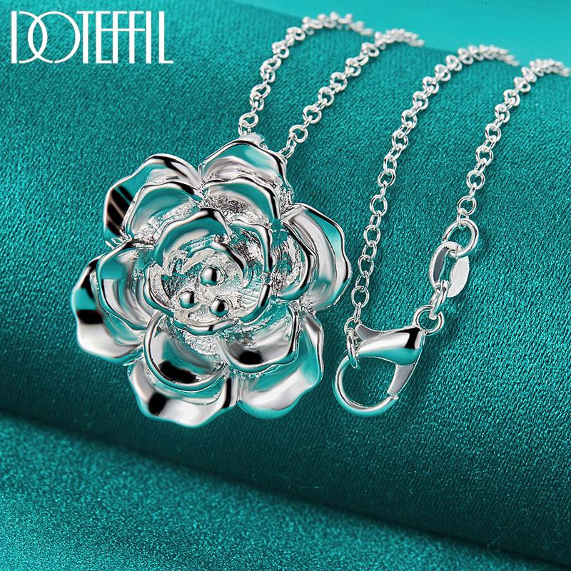 DOTEFFIL Blumenhalskette, 925 Silber, Schlangenkette, 45 cm, Damen - Bild 2