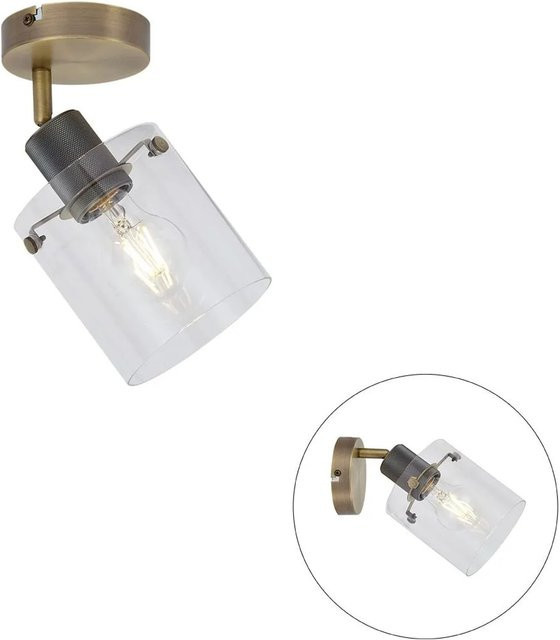 QAZQA Wandstrahler Bronze mit Klarglas Domo und dimmbarer LED-Option für Flur und Bett - Bild 1