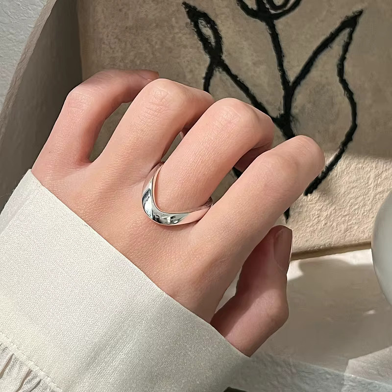 ANENJERY Offener Ring, Unregelmäßige Geometrie, V-form, Unisex - Bild 2