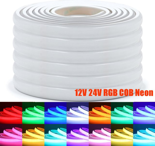XUNATA RGB COB Neon LED-Streifenband aus Silikonschlauch, Wasserdicht, Multicolour, 12V, Länge: 240 cm - Bild 1