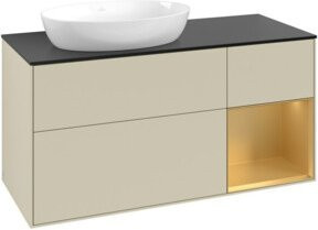 V&B Waschtischunterschrank Finion in Seidengrau lackiert mit goldenen Griffen, Breite: 120 cm, Tiefe: 50,1 cm, Höhe: 50,1 cm - Bild 1