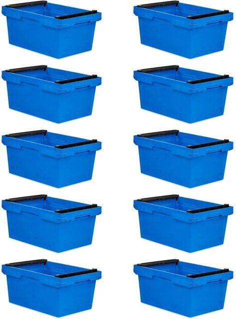 PROREGAL SparSet 10x Conical Mehrweg-Stapelbehälter mit Stapelbügel, Blau, H x B x T: 27,3 x 40 x 60 cm, 47 Liter Lagerbox Eurobox Transportbox - Bild 1