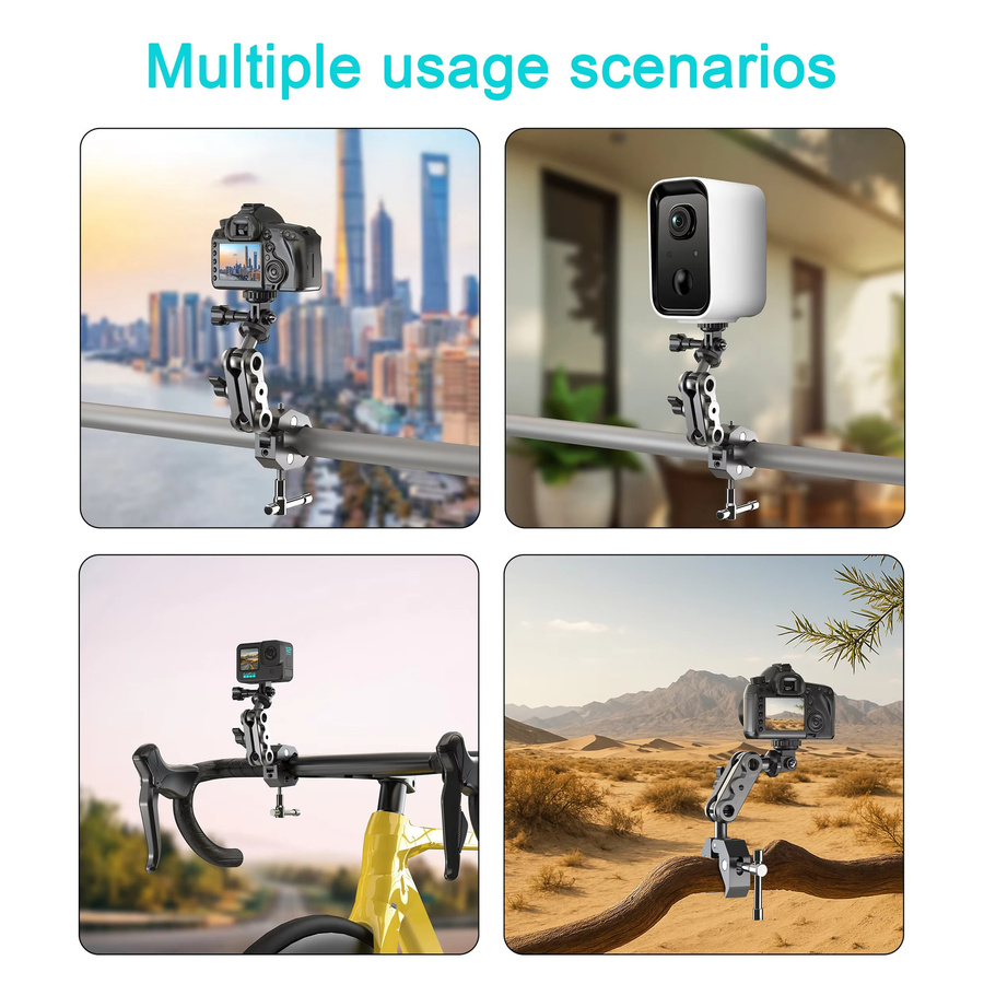 Motorrad und Fahrrad Griff Halter Kamera Clip für Insta360 X3 X4 X5 sowie GoPro Hero 13 12 11 10 und DJI Action in Schwarz - Bild 2