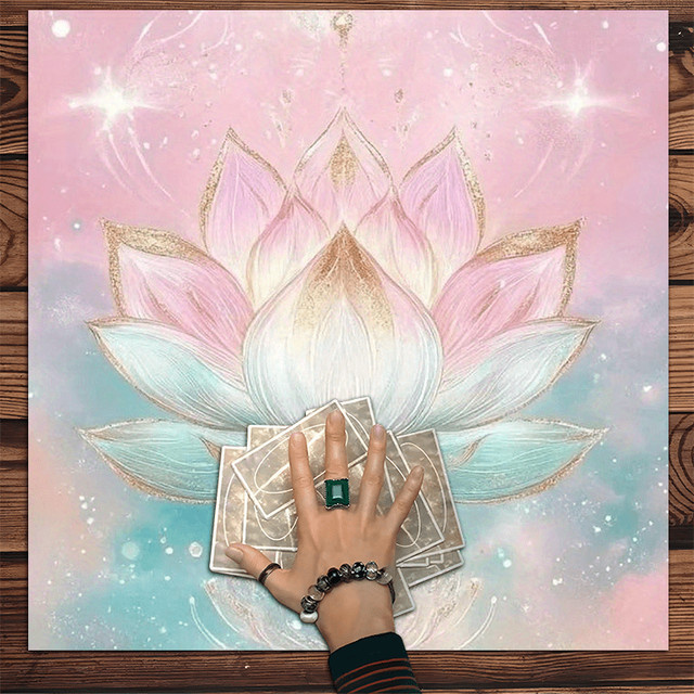 VIKAMA Lotus Tischdecke im Boho-Stil mit Sternen und Totem-Motiven, mehrfarbig, quadratisch - Bild 1