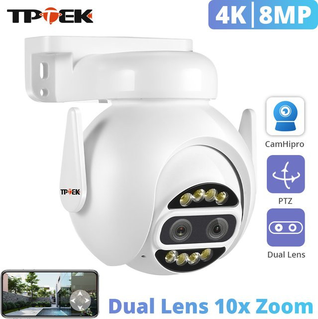 CamHipro IP Kamera Wifi PTZ mit Dual Lens 8MP 4K und 4MP 2K, 10x Digital Zoom, Outdoor Überwachungskamera für Sicherheit und CCTV - Bild 1