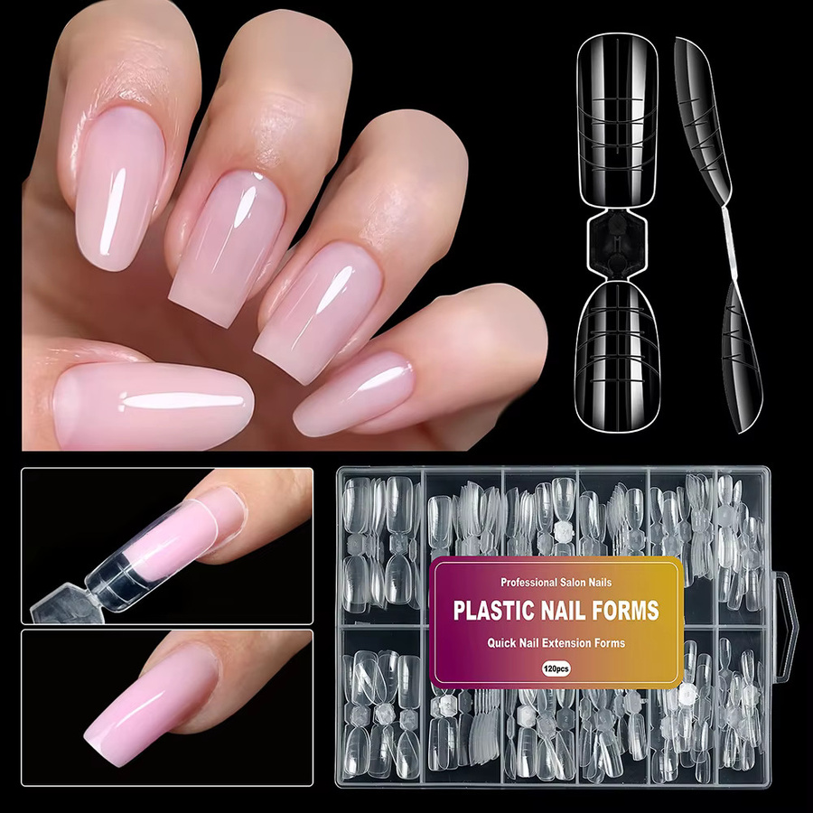 JEARLYU Nagelformen, 120 Stück, Coffin, mit Skala, transparent - Bild 2