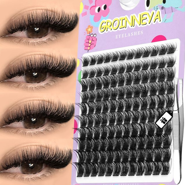 GROINNEYA Wimperncluster, Black, Natürlich, Unisex - Bild 1