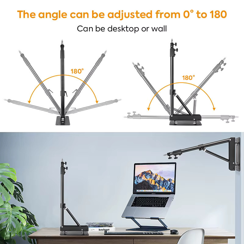 Byncceh Wandhalterung für Studio-Stroboskope und Ringlichter, Flexibler Decken- und Wandgalgen in Schwarz, Höhe: 137 bis 175 cm - Bild 3