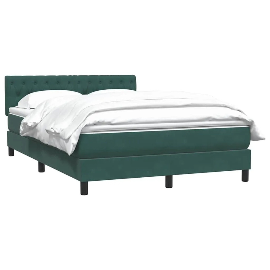 vidaXL Boxspringbett mit Matratze in Dunkelgrün aus Samt, Hybrid-Design mit Taschenfederkern, B/T: 160 x 220 cm - Bild 2