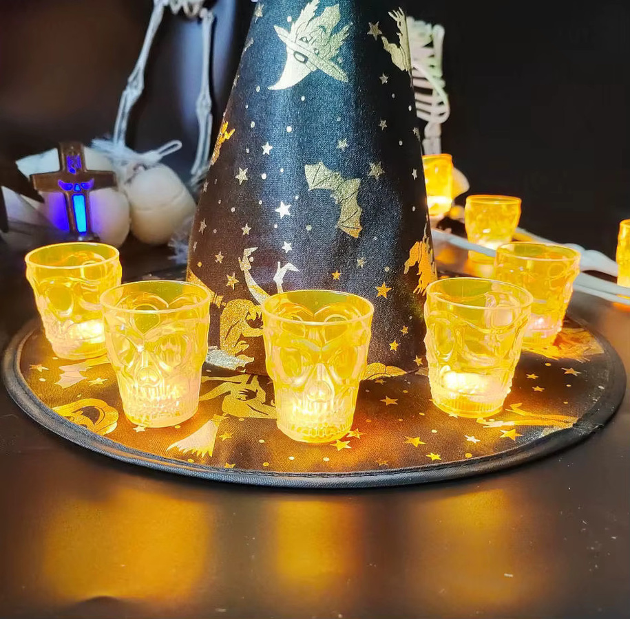 Alivparty Halloween Wein Gläser mit Geisterkopf Design in Orange, 4er Set - Bild 5