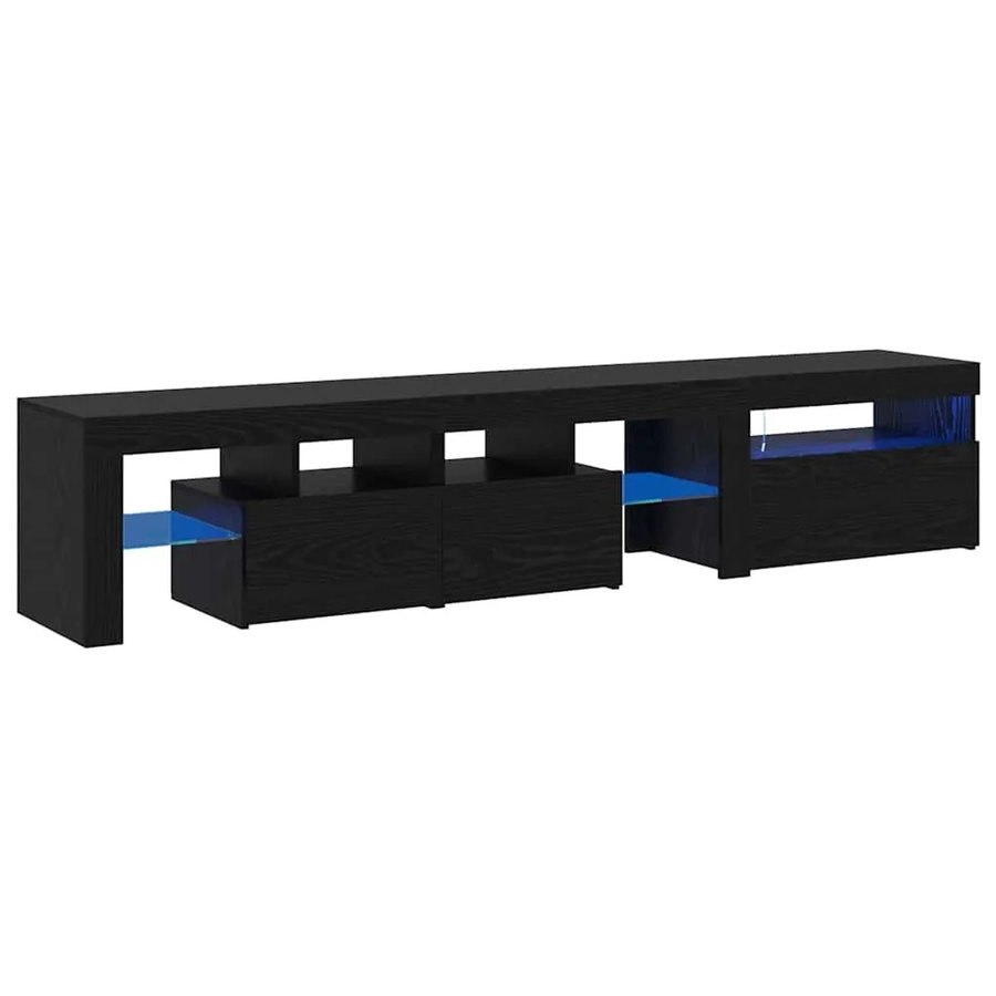 Set aus 2 vidaXL TV-Schränken in Eiche Schwarz mit integrierter LED-Beleuchtung und Schwenktüren, modern und freistehend - Bild 2