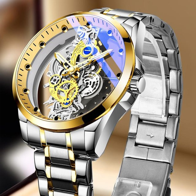 Le Jardin Armbanduhr, Skelett, Quarz, Edelstahl, Gold, 42 mm, Herren - Bild 1