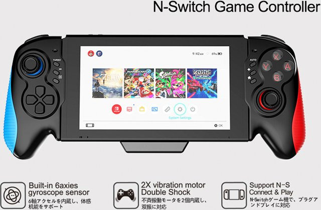 Ipega Controller für Nintendo Switch und Switch OLED mit USB-C, 6-Achsen-Gyroskop und Dual-Vibration in Blau und Rot - Bild 1