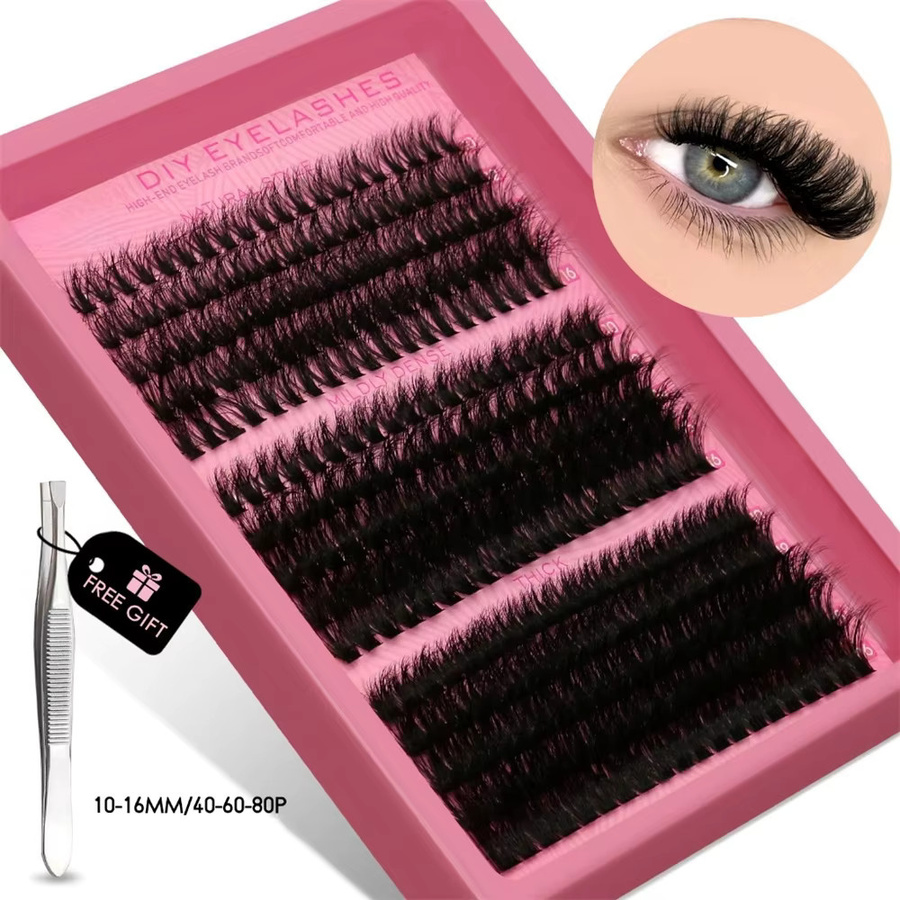 LIMEIKAI Wimpernbüschel, 300 Stück, Katzenaugen-Stil, 10-16mm, Pink - Bild 3